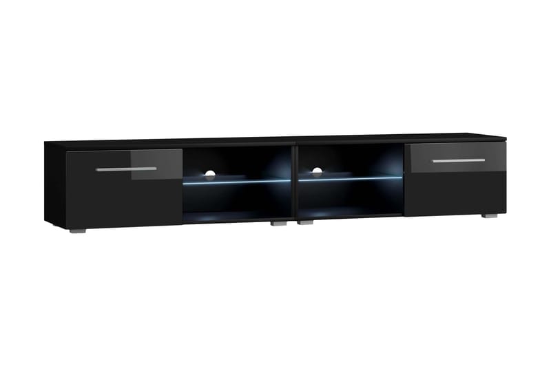 Storsjö TV-Bord 200 cm med LED-belysning - Sort - Møbler - TV-Borde & Mediemøbler - TV-borde