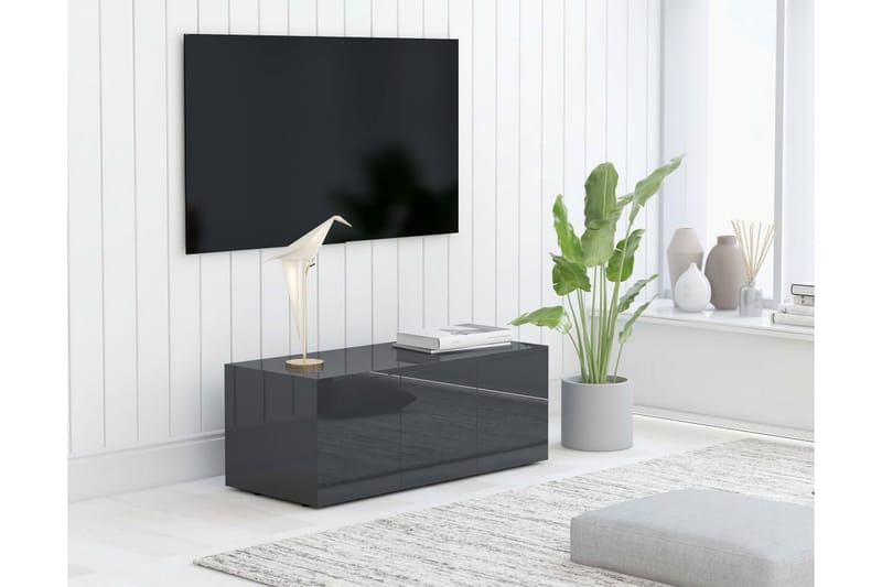 Tv-Skab 80X34X30 cm Spånplade Grå Höjglans - Møbler - TV-Borde & Mediemøbler - TV-borde