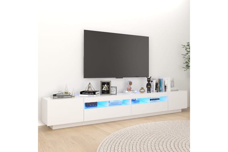tv-skab med LED-lys 260x35x40 cm hvid - Hvid - Møbler - TV borde & mediemøbler - TV-borde