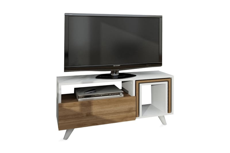 Vellavie tv-bænk 90 cm - Hvid / valnød - Møbler - Borde - Aflastningsbord