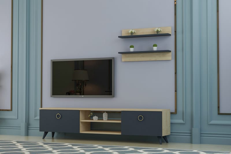 Wehring TV-Møbelsæt 150 cm - Eg|Antracit - Møbler - TV-Borde & Mediemøbler - TV-borde