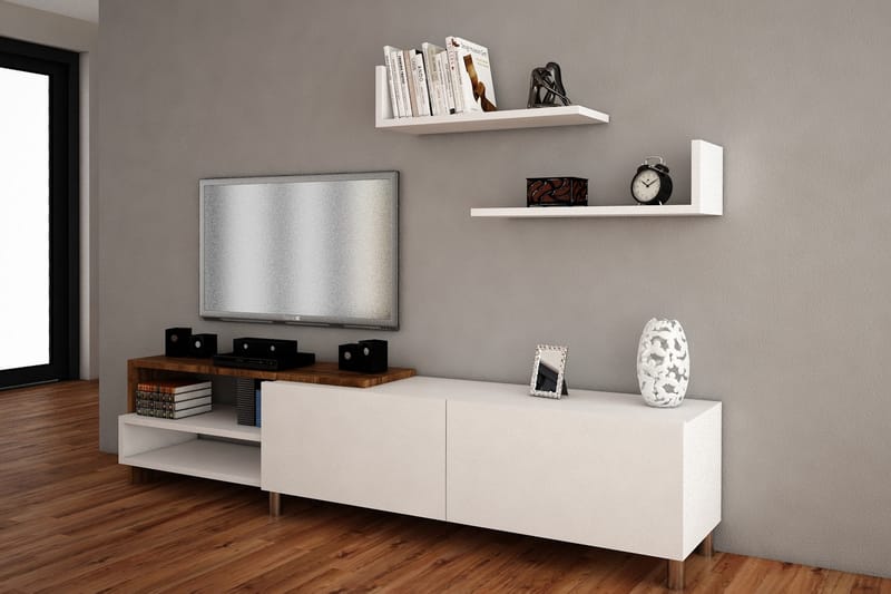 Ayaze tv-bord - Hvid / valnød - Møbler - TV borde & mediemøbler - Tv-møbelsæt