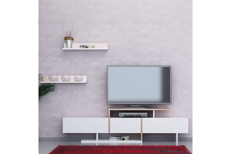 Enjorea TV-Bord - Vit / teak - Møbler - TV-Borde & Mediemøbler - Tv-møbelsæt