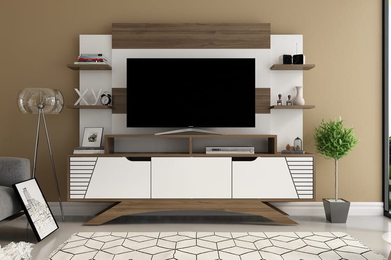 Højde TV-møbelsæt 149 cm - Brun / hvid - Møbler - TV-Borde & Mediemøbler - Tv-møbelsæt