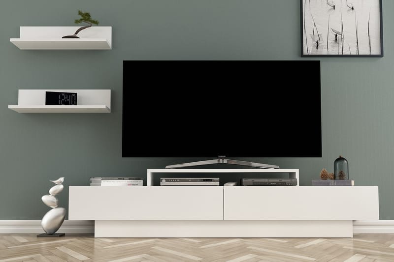 Højde TV-møbelsæt 180 cm - Hvid - Møbler - TV borde & mediemøbler - Tv-møbelsæt
