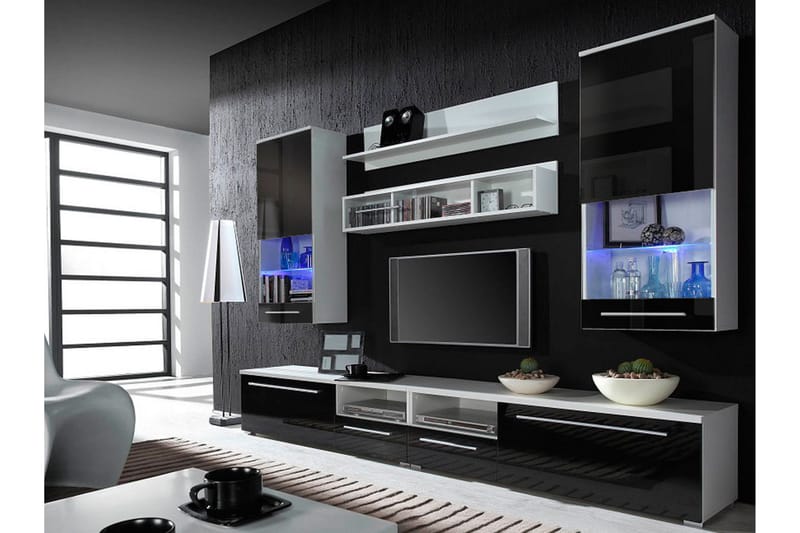 Hilts TV-Møbelsæt 260x190 cm LED-belysning - Sort/Hvid/RGB LED - Møbler - TV borde & mediemøbler - Tv-møbelsæt