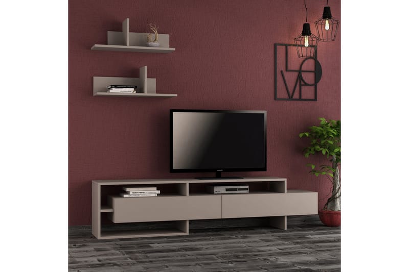 Homitis TV-bænk med væghylder - Træ - Møbler - TV borde & mediemøbler - Tv-møbelsæt