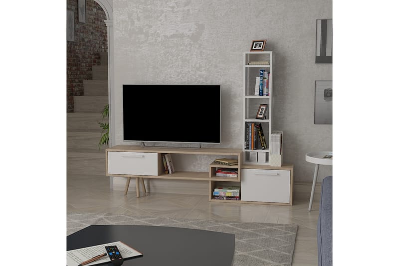 Keachi Tv-møbelsæt 167 cm - Hvid/Natur/Brun - Møbler - TV-Borde & Mediemøbler - Tv-møbelsæt
