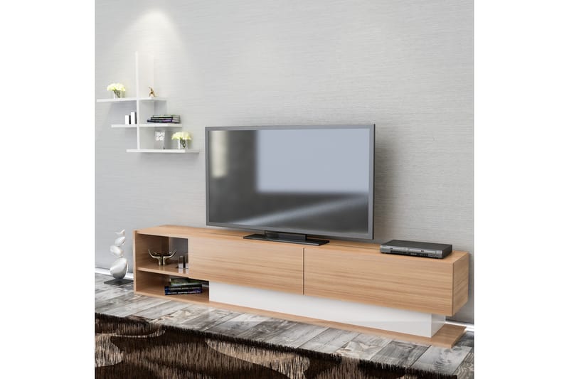Lofita TV-Bord - Vit / teak - Møbler - TV borde & mediemøbler - Tv-møbelsæt