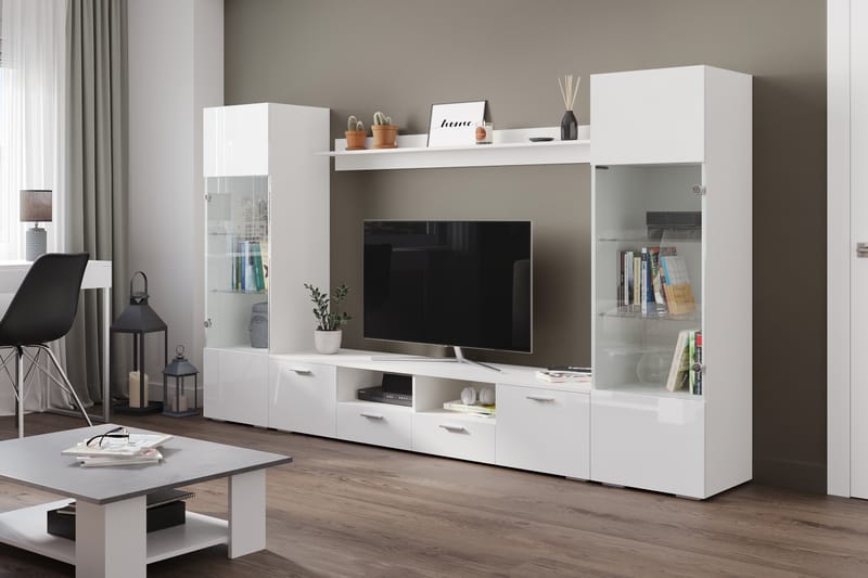 Mellon Tv-Møbelsæt 41x260 cm - Glas/Hvid - Møbler - TV borde & mediemøbler - Tv-møbelsæt