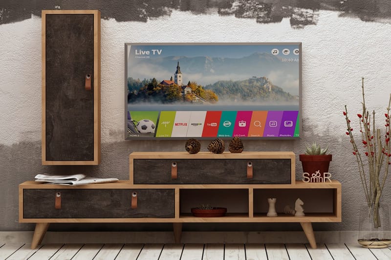 Mod Design TV-Bord/ skab - Grå / træ - Møbler - TV borde & mediemøbler - Tv-møbelsæt
