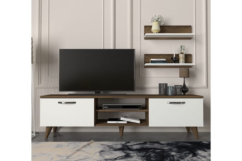 Mohed TV-Møblesæt 150 cm - Brun / hvid - Møbler - TV borde & mediemøbler - Tv-møbelsæt