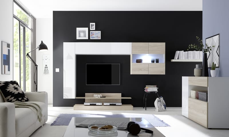 Nicery Mediemøbel 248 cm - Hvid/Brun - Møbler - TV borde & mediemøbler - Tv-møbelsæt