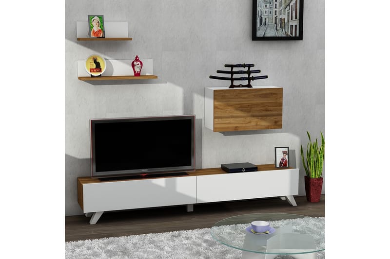 Qatarina TV-Bord - Hvid / valnød - Møbler - TV borde & mediemøbler - Tv-møbelsæt