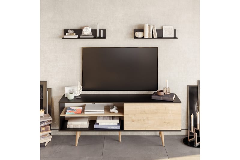 Rinorea TV-møbelsæt 160x59 cm - Sort - Møbler - TV borde & mediemøbler - Tv-møbelsæt