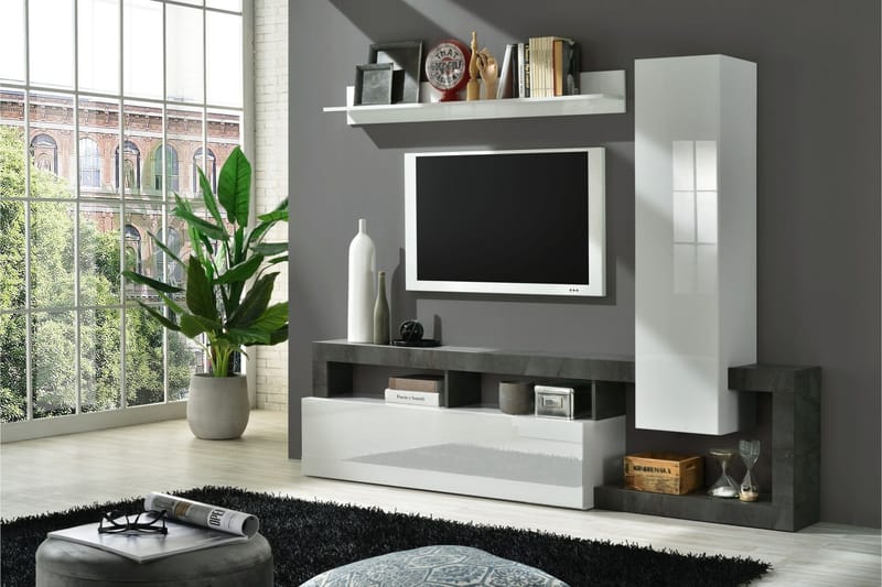 Hamburgan TV-skab 55x219 cm - Hvid/Oxid - Møbler - TV borde & mediemøbler - TV-skab