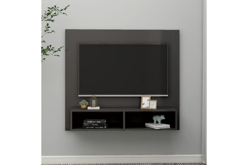 væghængt tv-skab 102x23,5x90 cm spånplade grå højglans - Grå - Møbler - TV borde & mediemøbler - TV-skab