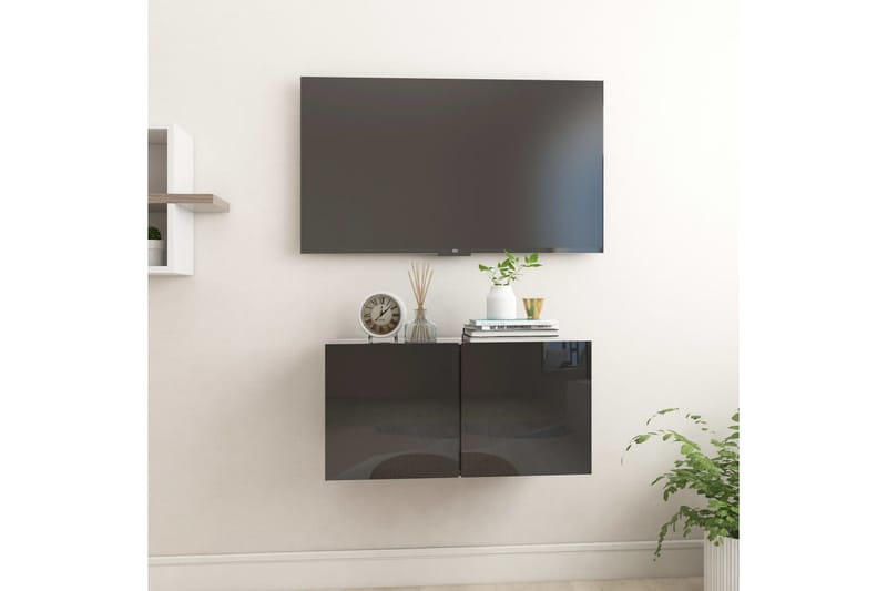 væghængt tv-skab 60x30x30 cm sort højglans - Sort - Møbler - TV-Borde & Mediemøbler - TV-skab