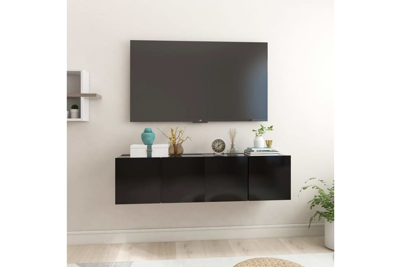 væghængte tv-skabe 2 stk. 60x30x30 cm sort - Sort - Møbler - TV-Borde & Mediemøbler - TV-skab