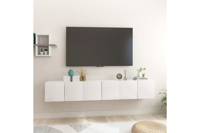 væghængte tv-skabe 3 stk. 60x30x30 cm hvid højglans - Hvid - Møbler - TV borde & mediemøbler - TV-skab