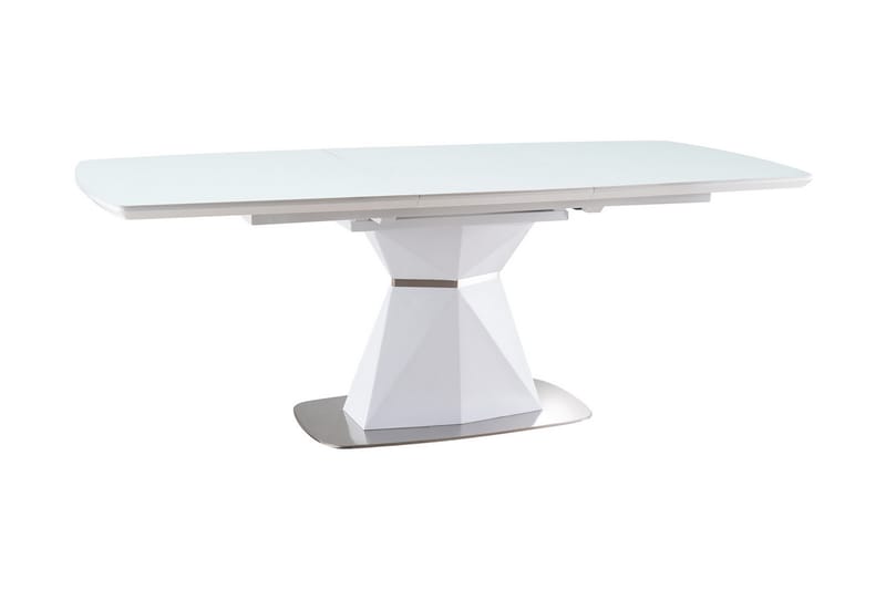 Alafia Udvideligt Spisebord 160 cm - Glas/Hvid Mat Lak - Møbler - Borde - Spisebord og køkkenbord