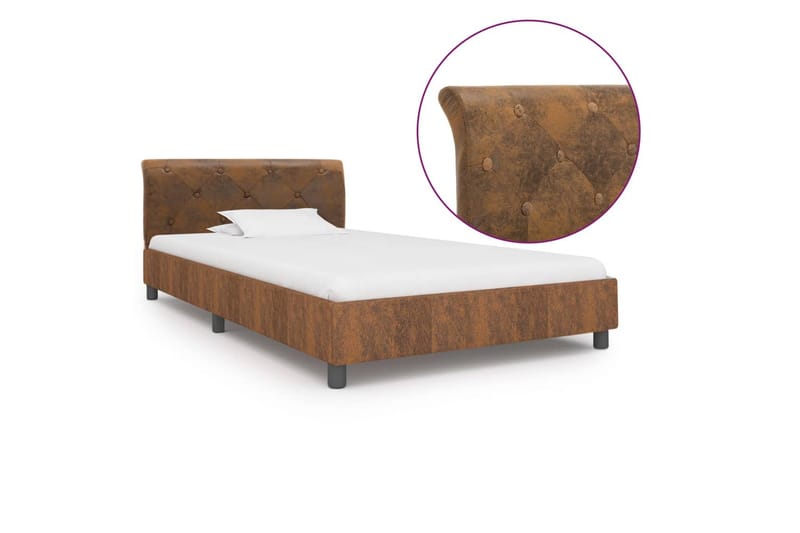 sengestel 100 x 200 cm imiteret ruskind brun - Møbler - Senge - Sengeramme & sengestel