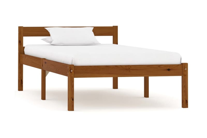 sengestel massivt fyrretræ 90 x 200 cm gyldenbrun - Møbler - Senge - Sengeramme & sengestel