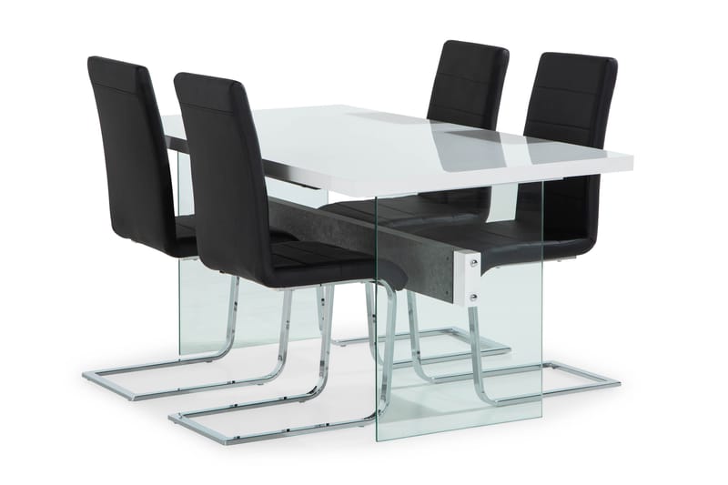 Jamice udtrækbart spisebord 4 stk Nibe spisestole - Møbler - Spisebordssæt - Rektangulært spisebordssæt