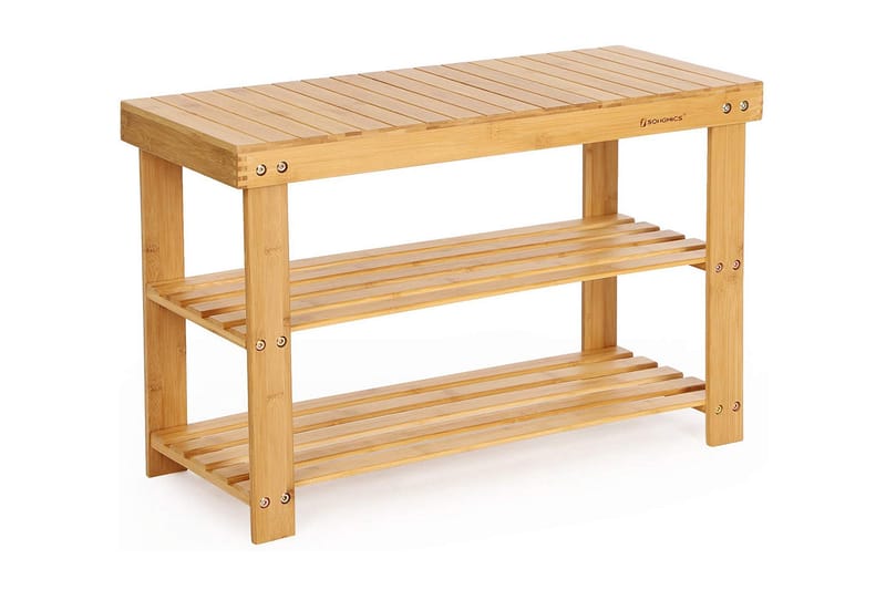Qrisp bambusbænk med skoopbevaring 3 niveauer - Songmics - Møbler - Stole & lænestole - Bænke - Skohylde med bænk