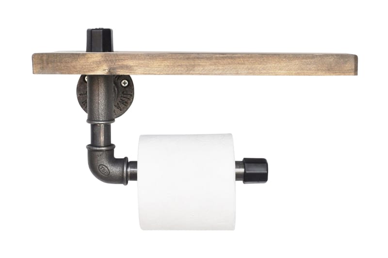 Evila Toiletpapirholder rør / træ - Sort / træ - Opbevaring - Hylder & Reoler - Vægreol