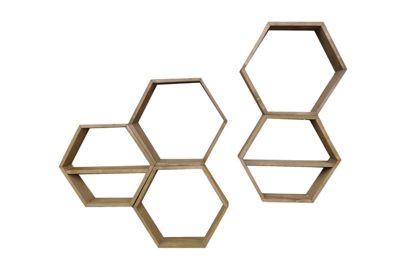 Evila Væghylde 5 Sekskanter - Træ - Opbevaring - Hylder & Reoler - Væghylde & vægreol