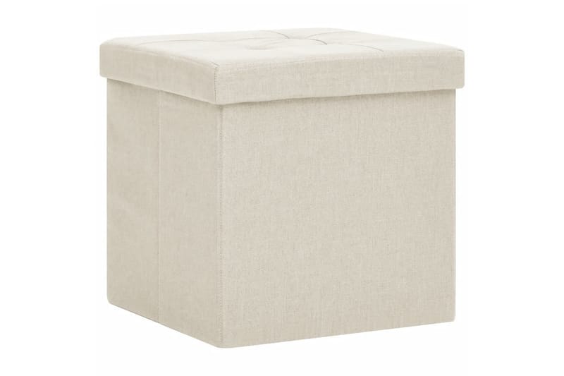 foldbar puf kunstlærred cremehvid - Hvid - Opbevaring - Opbevaring til småting - Kurve & kasser
