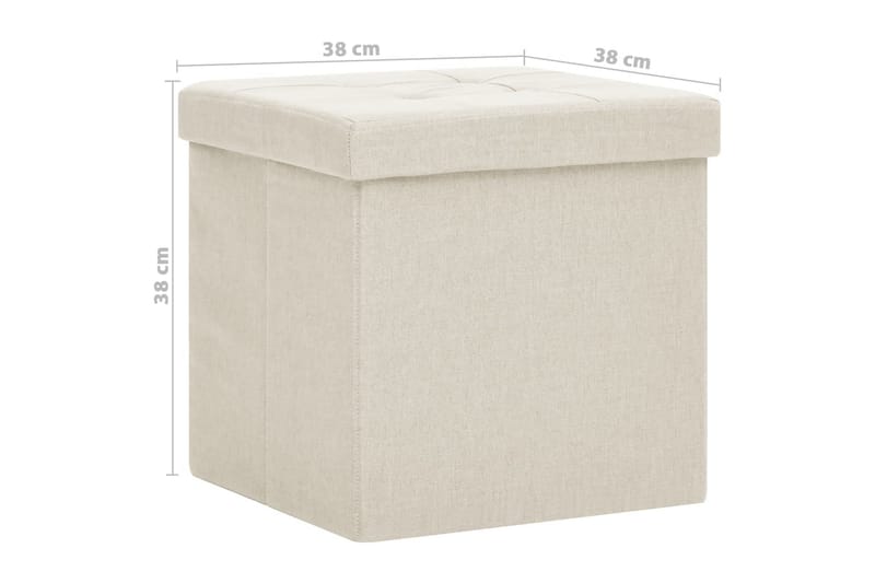 foldbare opbevaringspuffer 2 stk. kunstlærred cremefarvet - Hvid - Opbevaring - Opbevaring til småting - Kurve & kasser