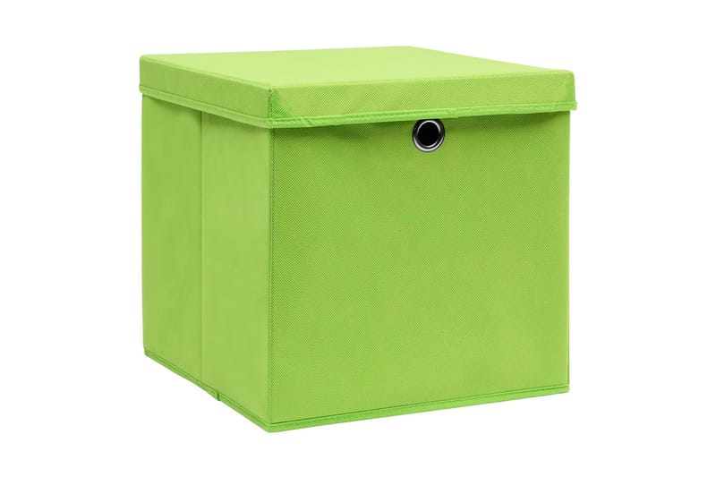 Opbevaringskasser med låg 10 stk. 28x28x28 cm grøn - Grøn - Opbevaring - Opbevaring til småting - Kurve & kasser