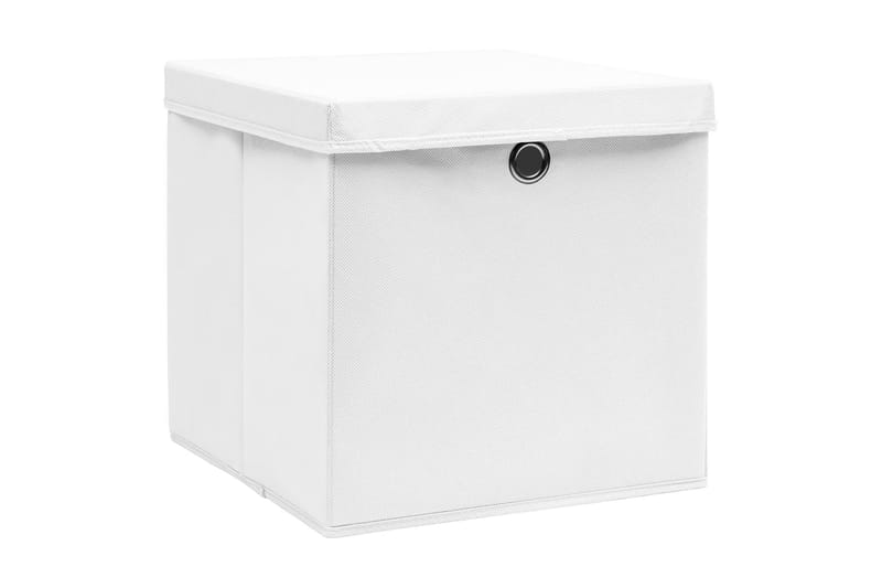 Opbevaringskasser med låg 10 stk. 28x28x28 cm hvid - Hvid - Opbevaring - Opbevaring til småting - Kurve & kasser