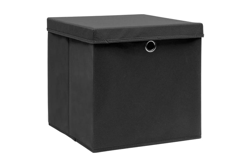 Opbevaringskasser med låg 10 stk. 28x28x28 cm sort - Sort - Opbevaring - Opbevaring til småting - Kurve & kasser