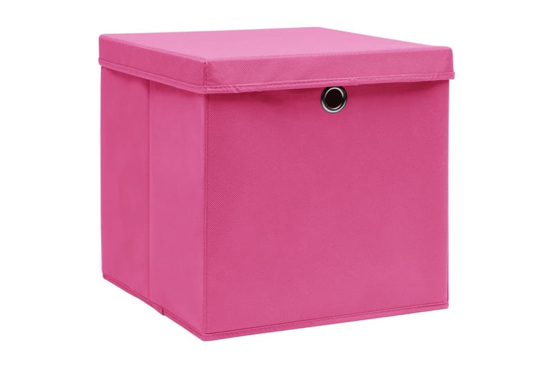 Opbevaringskasser Med Låg 10 Stk. 32x32x32 Stof Pink - Opbevaring - Opbevaring til småting - Kurve & kasser