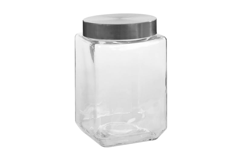 Opbevaringsglas Med Sølvfarvet Låg 6 Stk. 1200 Ml - gennemsigtig - Opbevaring - Opbevaring til småting - Opbevaringsbøtte