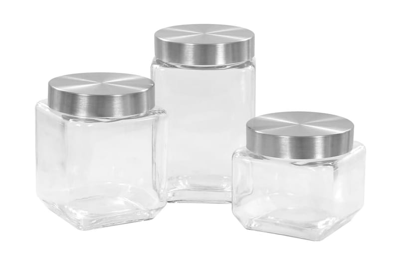 Opbevaringsglas Med Sølvfarvet Låg 6 Stk. 800/1200/1700 Ml - gennemsigtig - Husholdning - Madlavning & Bagning - Køkkenudstyr - Dåser & syltetøjsglas