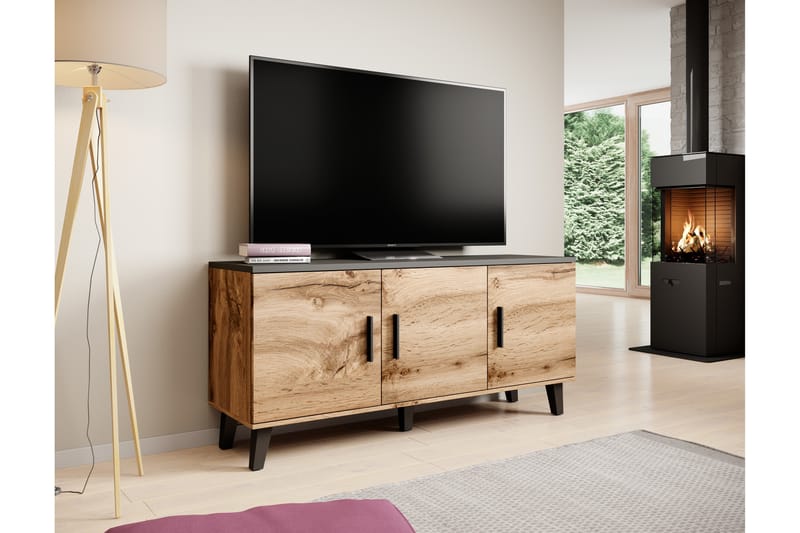 Lottana Skænk 150x45x69 cm - Egetræsfarvet/Matsort - Møbler - TV-Borde & Mediemøbler - TV-borde