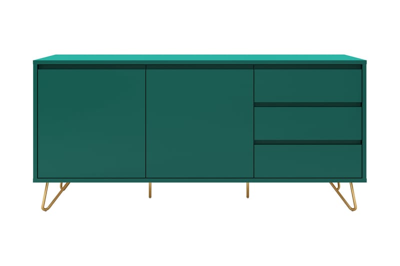 Lottano Sideboard 40x150 cm 2 Dørre+3 Skuffer - Grøn/Messing - Opbevaring - Opbevaringsmøbler - Skænke & sideboards
