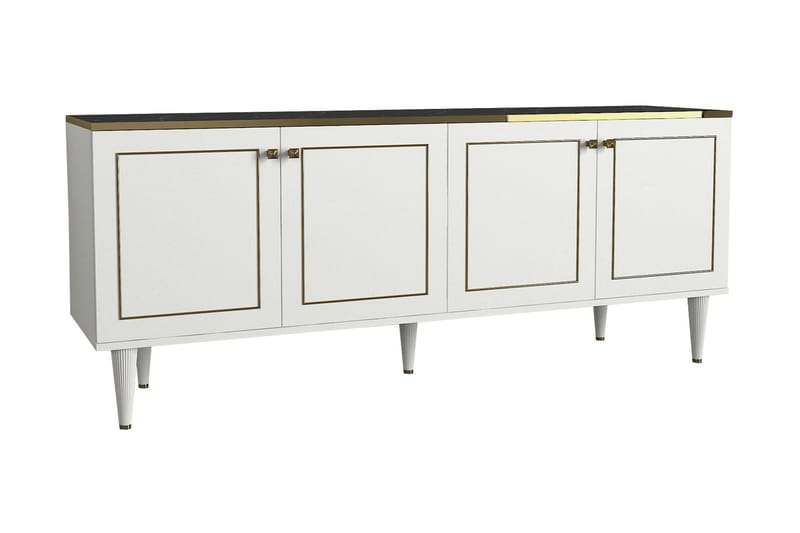Pinneo Sidebord 180 cm - Hvid|Guld|Sort - Opbevaring - Opbevaringsmøbler - Skænke & sideboards