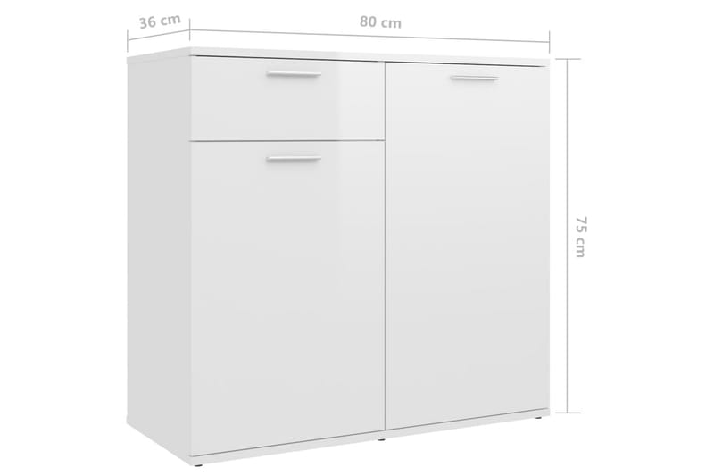 skænk 160x36x75 cm spånplade hvid højglans - Hvid - Opbevaring - Opbevaringsmøbler - Skænke & sideboards
