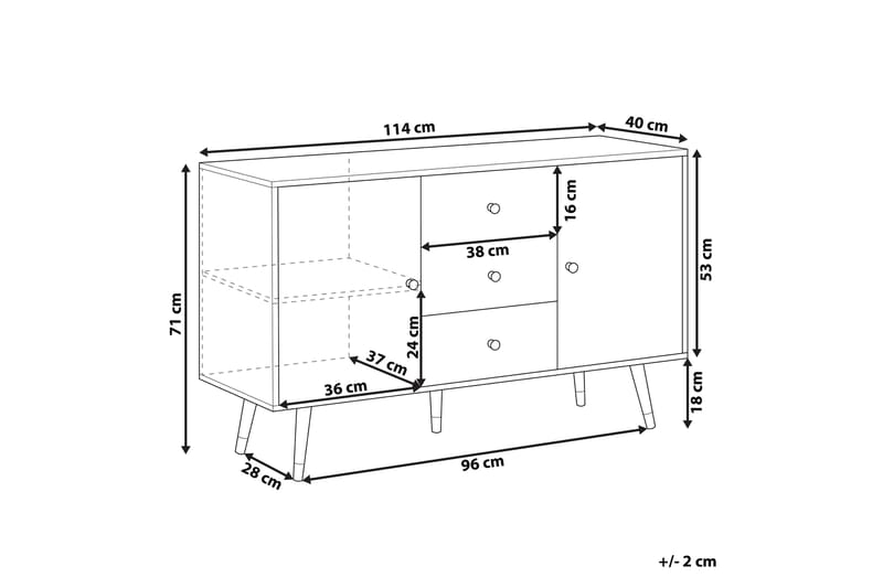 Ulika Skænk 114x40 cm - Lysebrun - Opbevaring - Opbevaringsmøbler - Skænke & sideboards