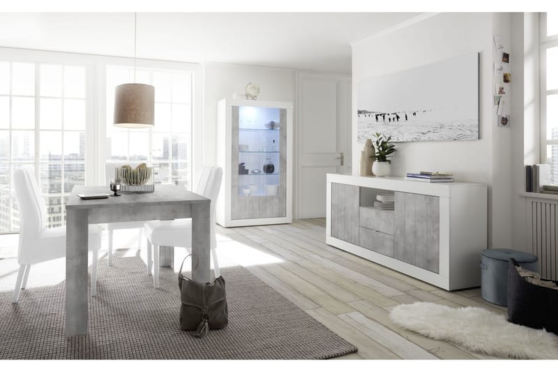 Urbino Skænk 184 cm - Hvid/Grå - Opbevaring - Opbevaringsmøbler - Skænke & sideboards