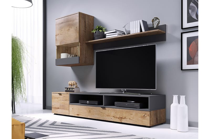 Stue TV-møbel 175 cm - Træ / Grå - Opbevaring - Skab - Skabe