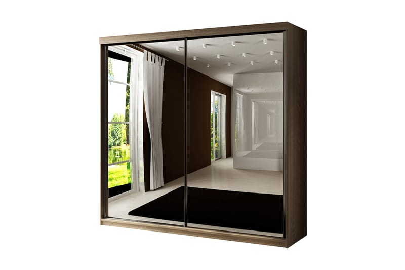Dunkra Garderobe med Spejle LED-belysning Blå 200 cm - Sonomaeg - Opbevaring - Tøjopbevaring - Garderobeskabe