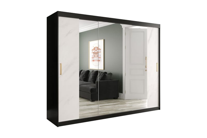 Marmuria Garderobe med Spejle Kant 250 cm Marmormønster