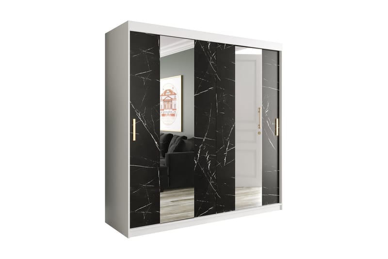 Marmuria Garderobe med Spejle Midt 200 cm Marmormønster