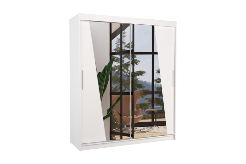 Pretona Garderobe med Spejl 180x215 cm - Hvid - Opbevaring - Tøjopbevaring - Garderobeskabe